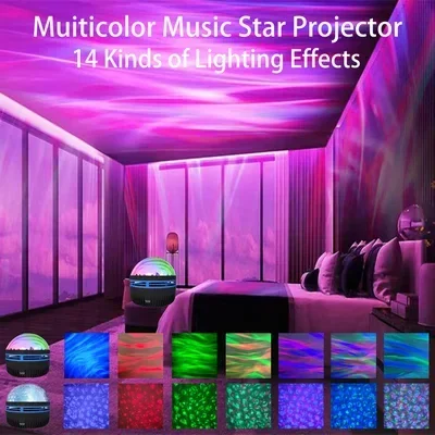 2 in 1 Northern Lights and Ocean Wave Projector with 14 Light Effects for Bedroom, Game Rooms, Home Theater, Party