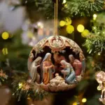 "Birth of Christ" Disc Flat Ornaments Set for Christmas - Image 4