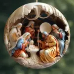 "Birth of Christ" Disc Flat Ornaments Set for Christmas - Image 7