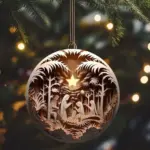 "Birth of Christ" Disc Flat Ornaments Set for Christmas - Image 8