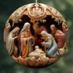 "Birth of Christ" Disc Flat Ornaments Set for Christmas - Image 9