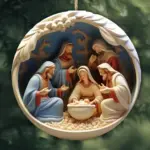 "Birth of Christ" Disc Flat Ornaments Set for Christmas - Image 5