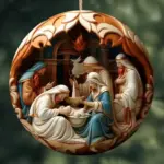 "Birth of Christ" Disc Flat Ornaments Set for Christmas - Image 6
