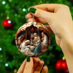 "Birth of Christ" Disc Flat Ornaments Set for Christmas - Image 2