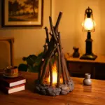 Woodland Campfire LED Night Lamp: Handmade Nature Decor - Image 3