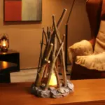 Woodland Campfire LED Night Lamp: Handmade Nature Decor - Image 4
