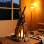 Woodland Campfire LED Night Lamp: Handmade Nature Decor - Image 5